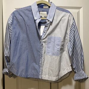American Eagle striped crop button up.